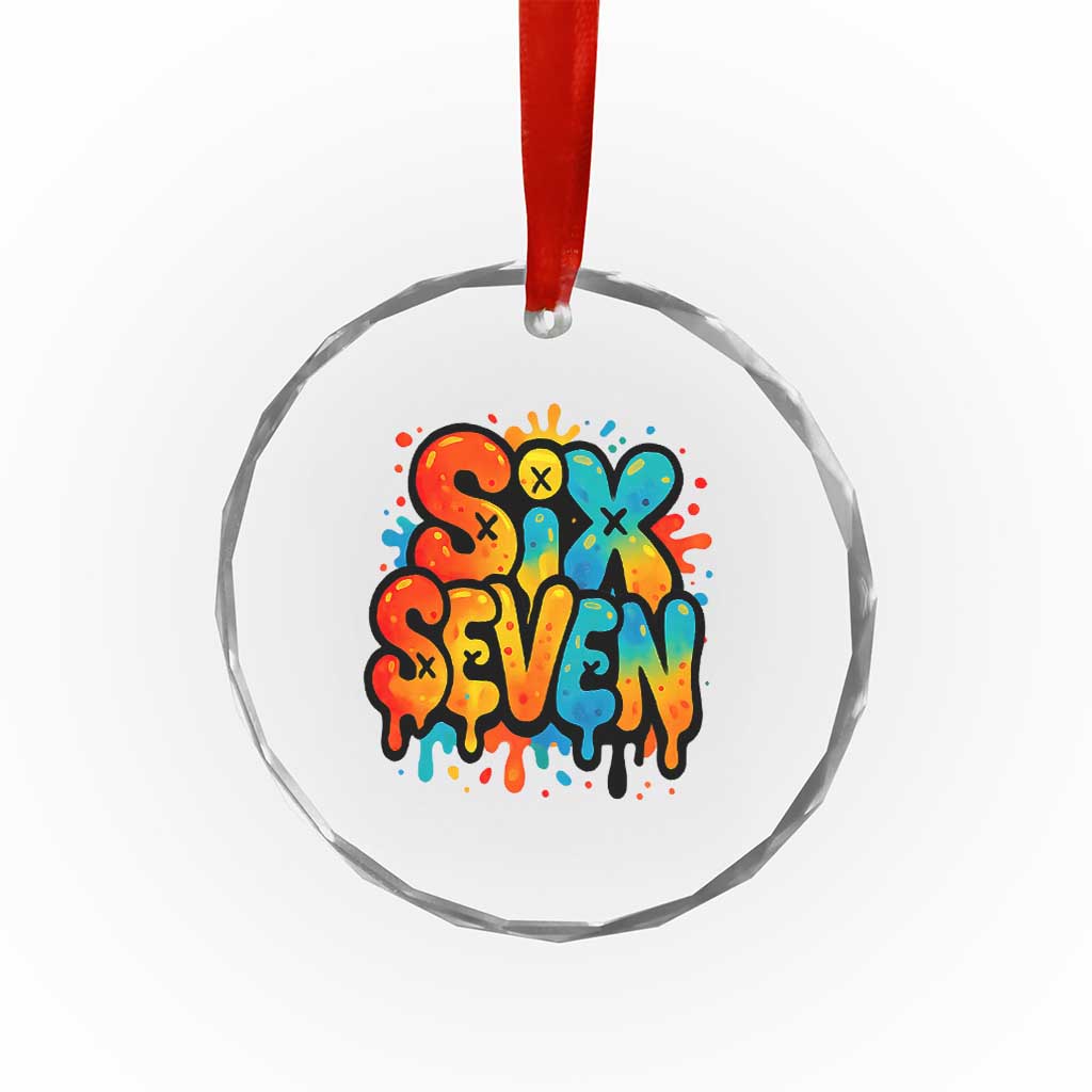 Fun Six Seven Graffiti Crystal Glass Ornament Funny 67 Meme Gen Alpha Slang Streetwear Hip Hop TS10