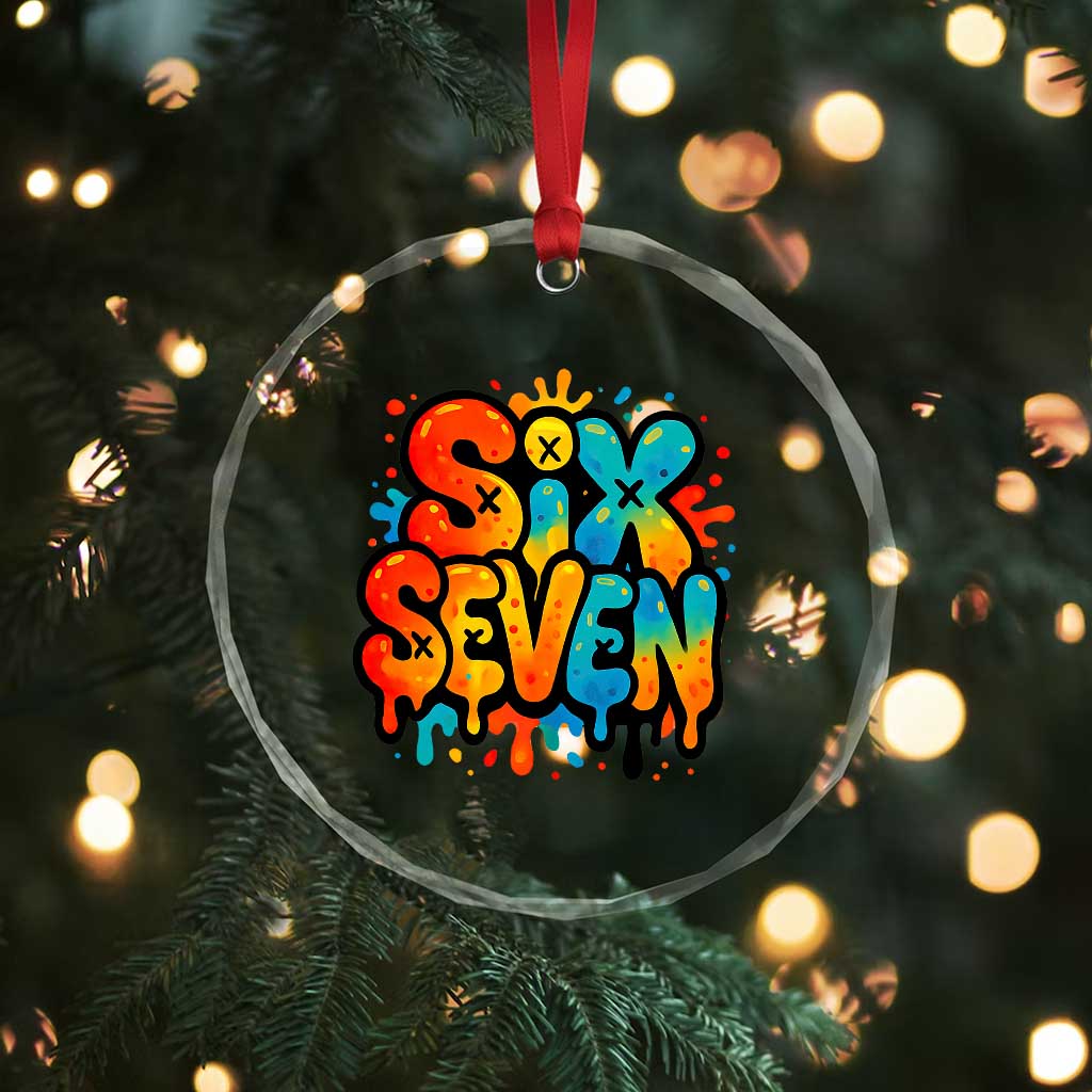 Fun Six Seven Graffiti Crystal Glass Ornament Funny 67 Meme Gen Alpha Slang Streetwear Hip Hop TS10