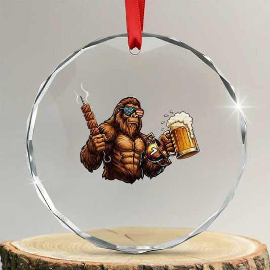 Funny Bigfoot BBQ Party Crystal Glass Ornament Sasquatch Drinking Beer Celebrate Championship TS14