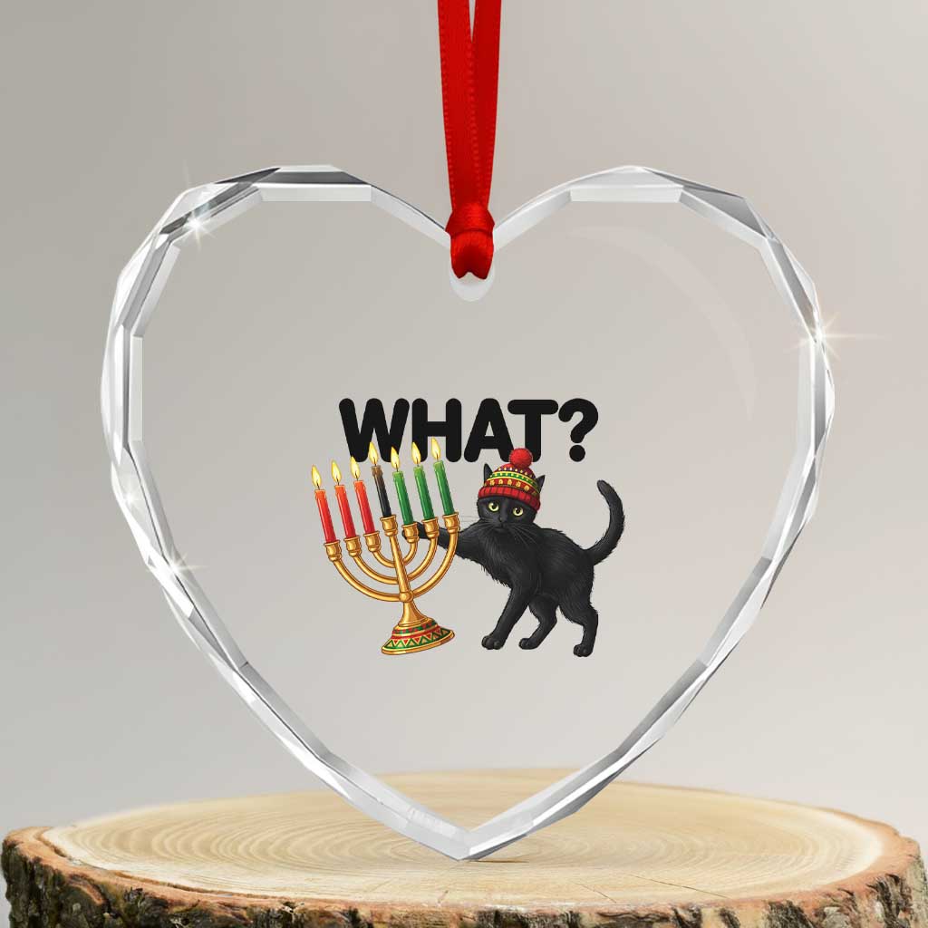 Funny Black Cat Chaos Kwanzaa Kinara Candle Heart Crystal Glass Ornament African Heritage Gift TS12