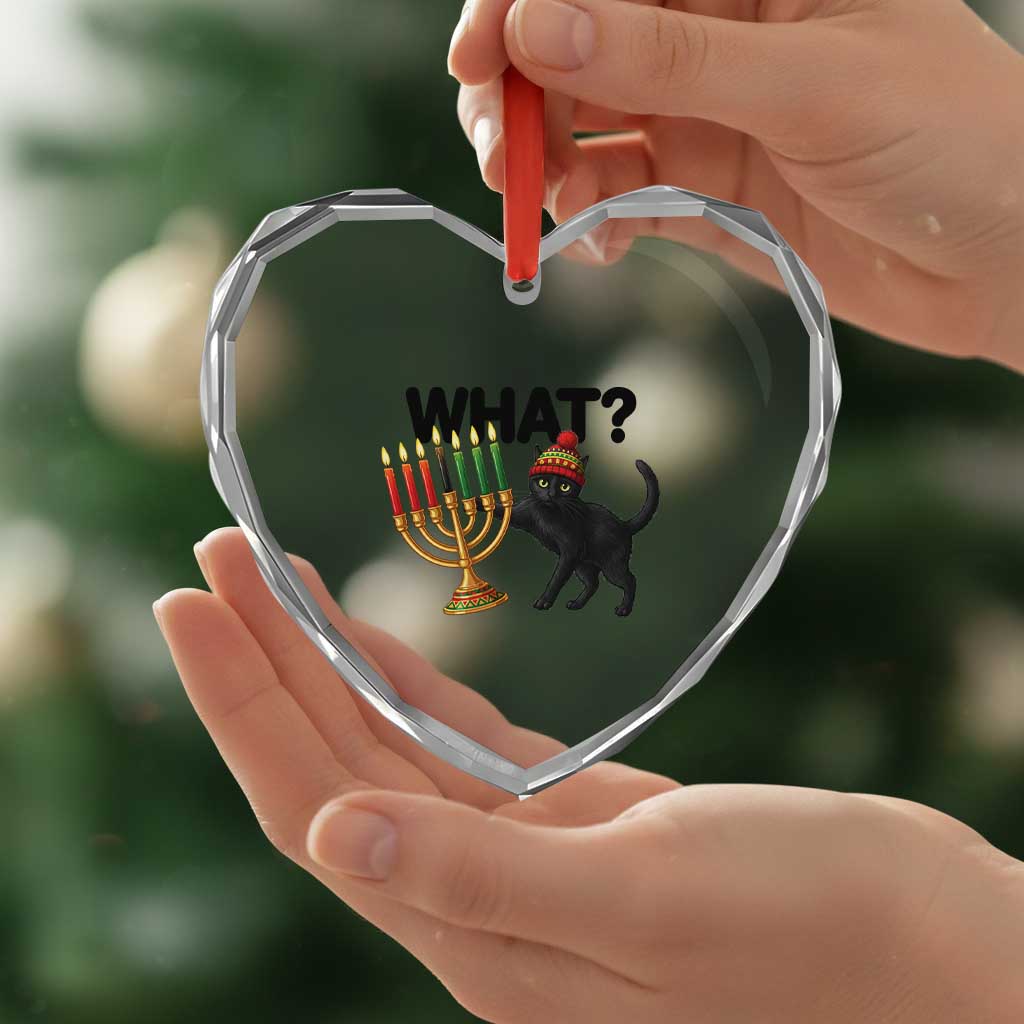 Funny Black Cat Chaos Kwanzaa Kinara Candle Heart Crystal Glass Ornament African Heritage Gift TS12