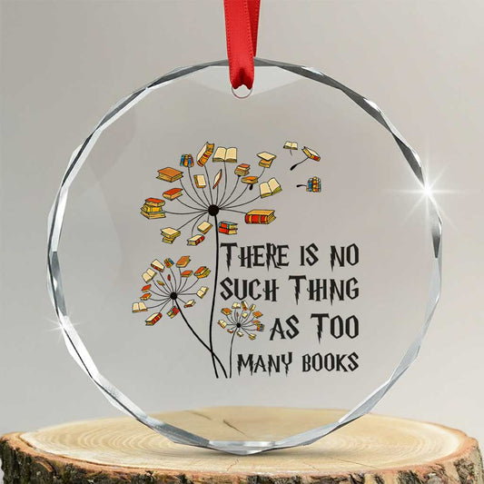 Funny Bookworm Saying Crystal Glass Ornament There Is No Such Thing As Too Many Books TS12