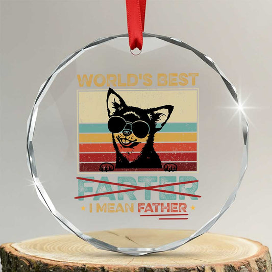 Funny Dad Dog Crystal Glass Ornament Fathers Day World's Best Farter I Mean Father TS10