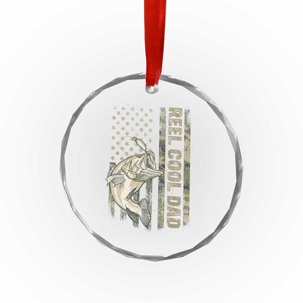 Funny Fishing Vintage Reel Cool Dad Crystal Glass Ornament Camo American Flag USA Bass Fish Fisherman TS10