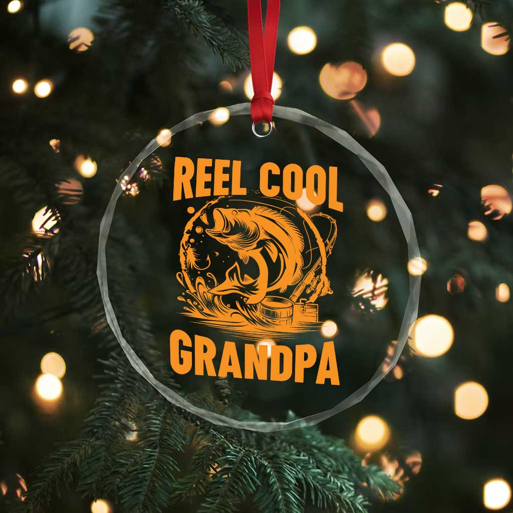Funny Fishing Vintage Reel Cool Grandpa Crystal Glass Ornament TS10