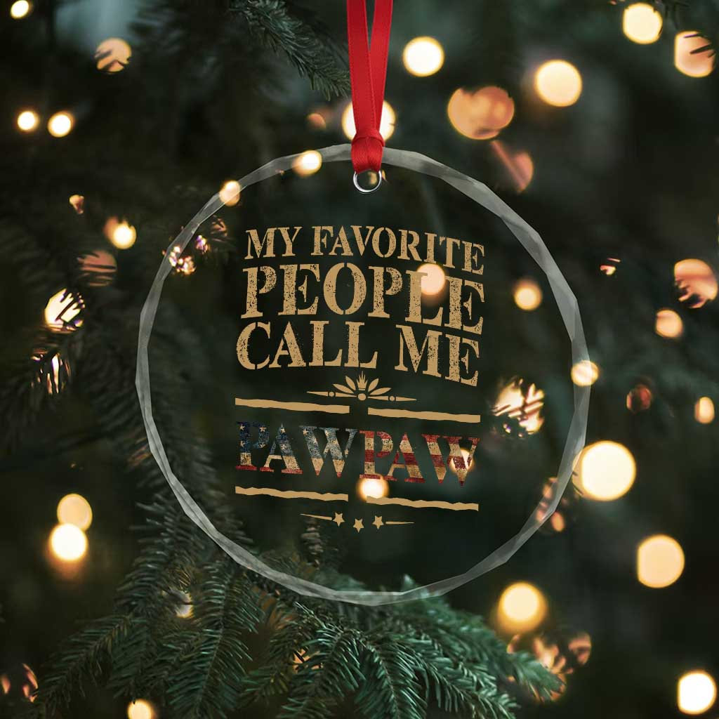 Funny Grandpa Crystal Glass Ornament My Favorite People Call Me Pop Pop Retro American Flag TS10