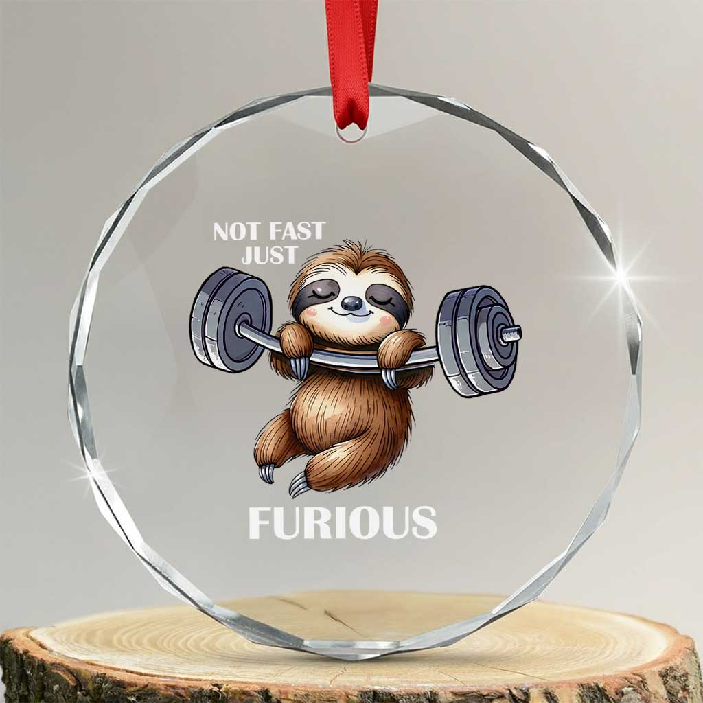 Funny Gym Sloth Crystal Glass Ornament Not Fast Just Furious TS12