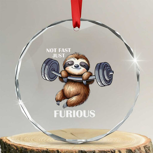 Funny Gym Sloth Crystal Glass Ornament Not Fast Just Furious TS12