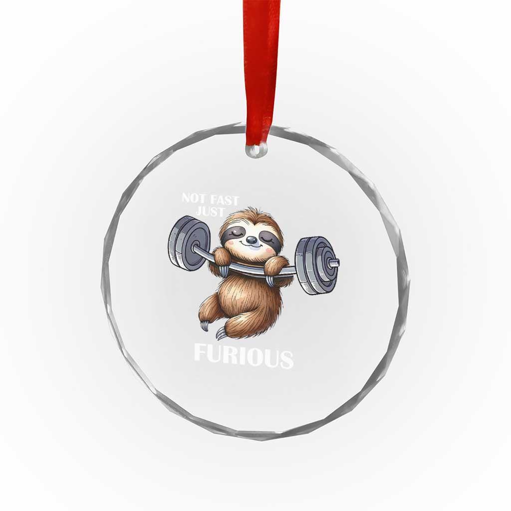 Funny Gym Sloth Crystal Glass Ornament Not Fast Just Furious TS12