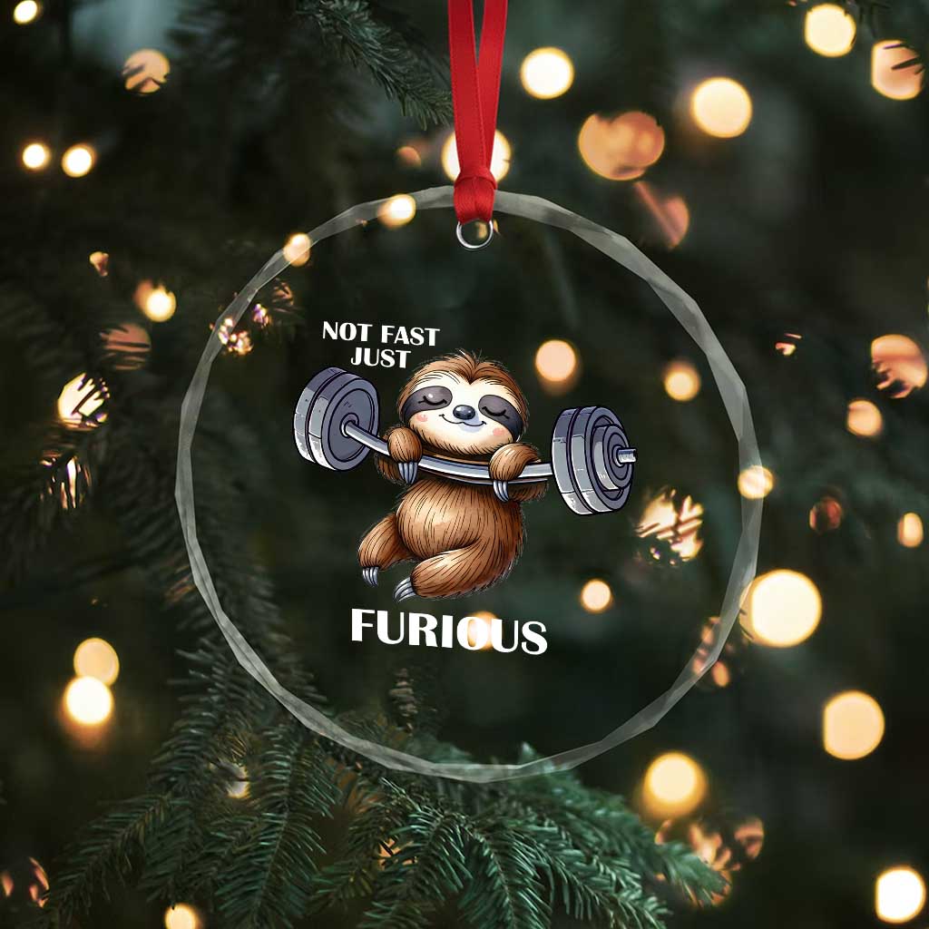 Funny Gym Sloth Crystal Glass Ornament Not Fast Just Furious TS12