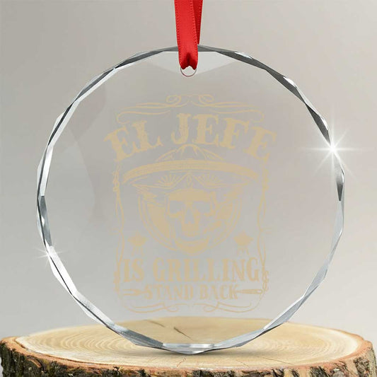 Funny Mexican Dad Crystal Glass Ornament El Jefe Grilling Stand Back TS10