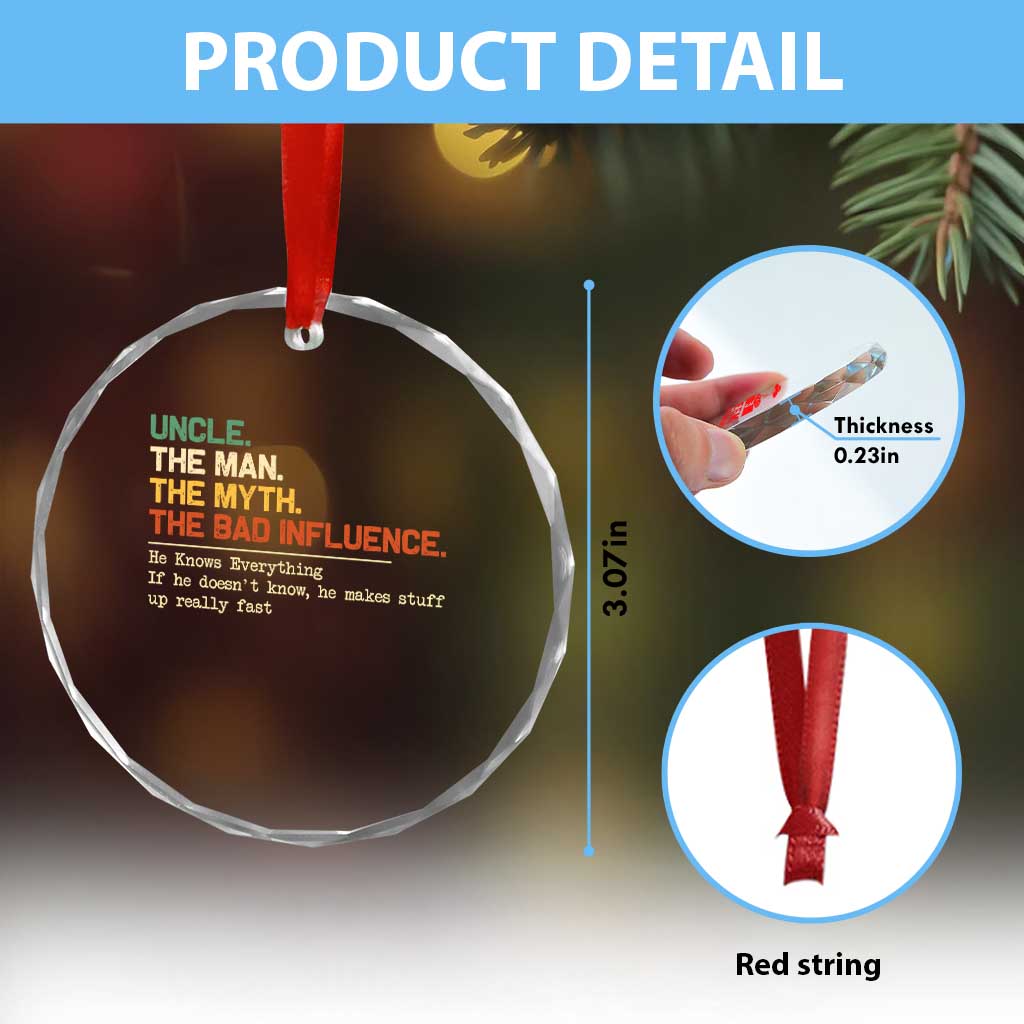 Funny Uncle Crystal Glass Ornament Best Funny Uncle Fathers Day TS10