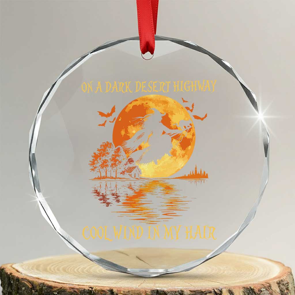 Funny Witch Crystal Glass Ornament On A Dark Desert Highway Cool Wind In My Hair TS10