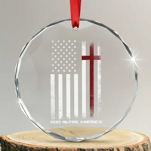 God Bless America Crystal Glass Ornament America Pride USA US Flag Patriotic 4th of July TS10