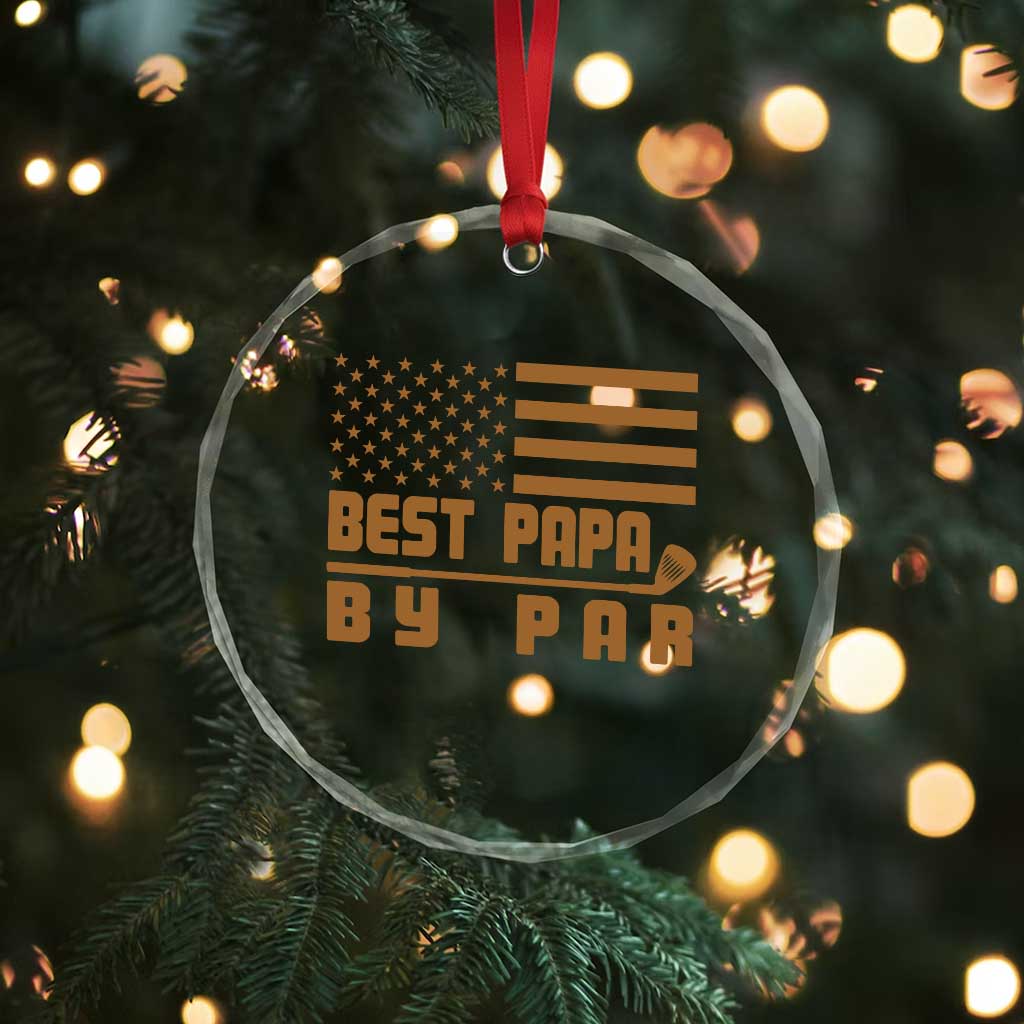Golf Dad Crystal Glass Ornament Best Papa By Par American Flag Golfer Fathers Day Gifts TS10