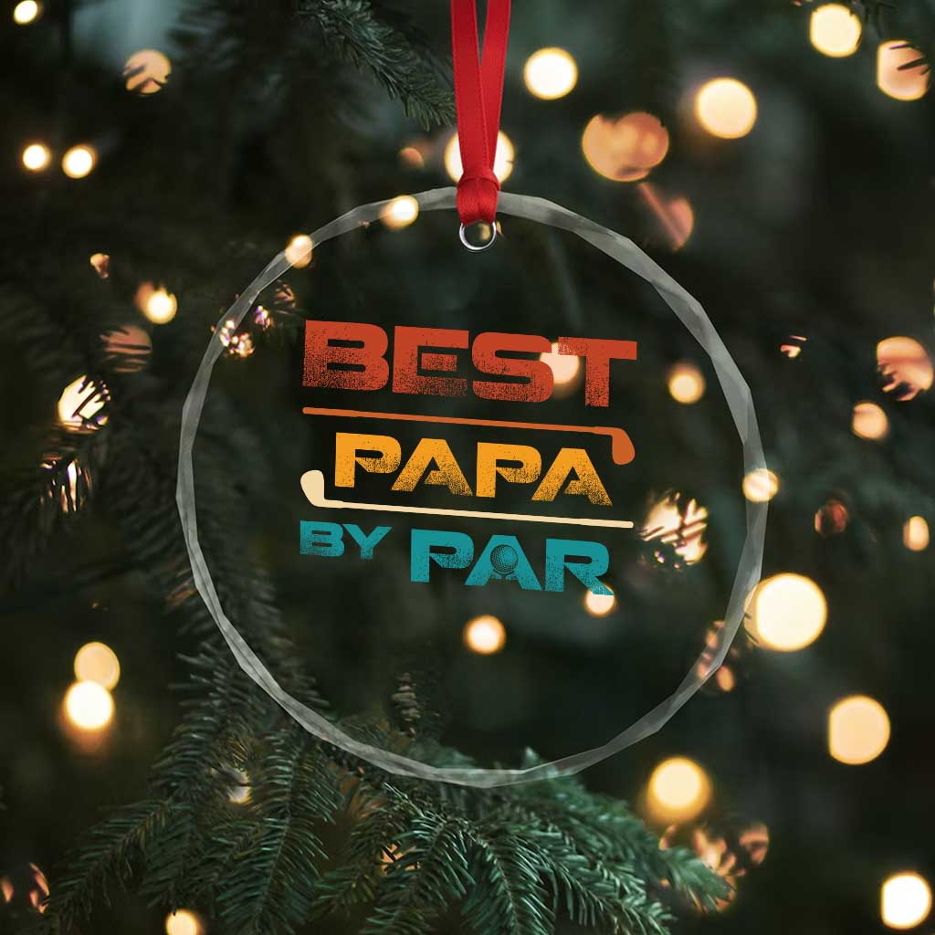 Golf Dad Crystal Glass Ornament Best Papa By Par Golfing Golfer Funny Fathers Day Gifts TS10