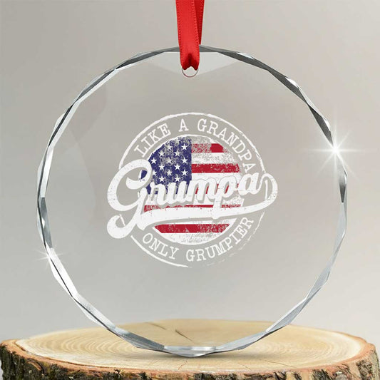 Grumpa Like Regular Grandpa Only Grumpier Crystal Glass Ornament Funny Grandfather Grandpa American Flag TS10
