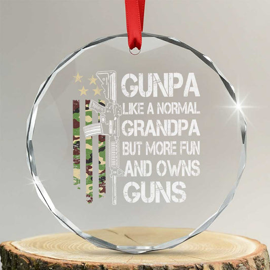 Gunpa Crystal Glass Ornament Guns Grandpa More Fun Camo American Flag USA Camouflage TS10