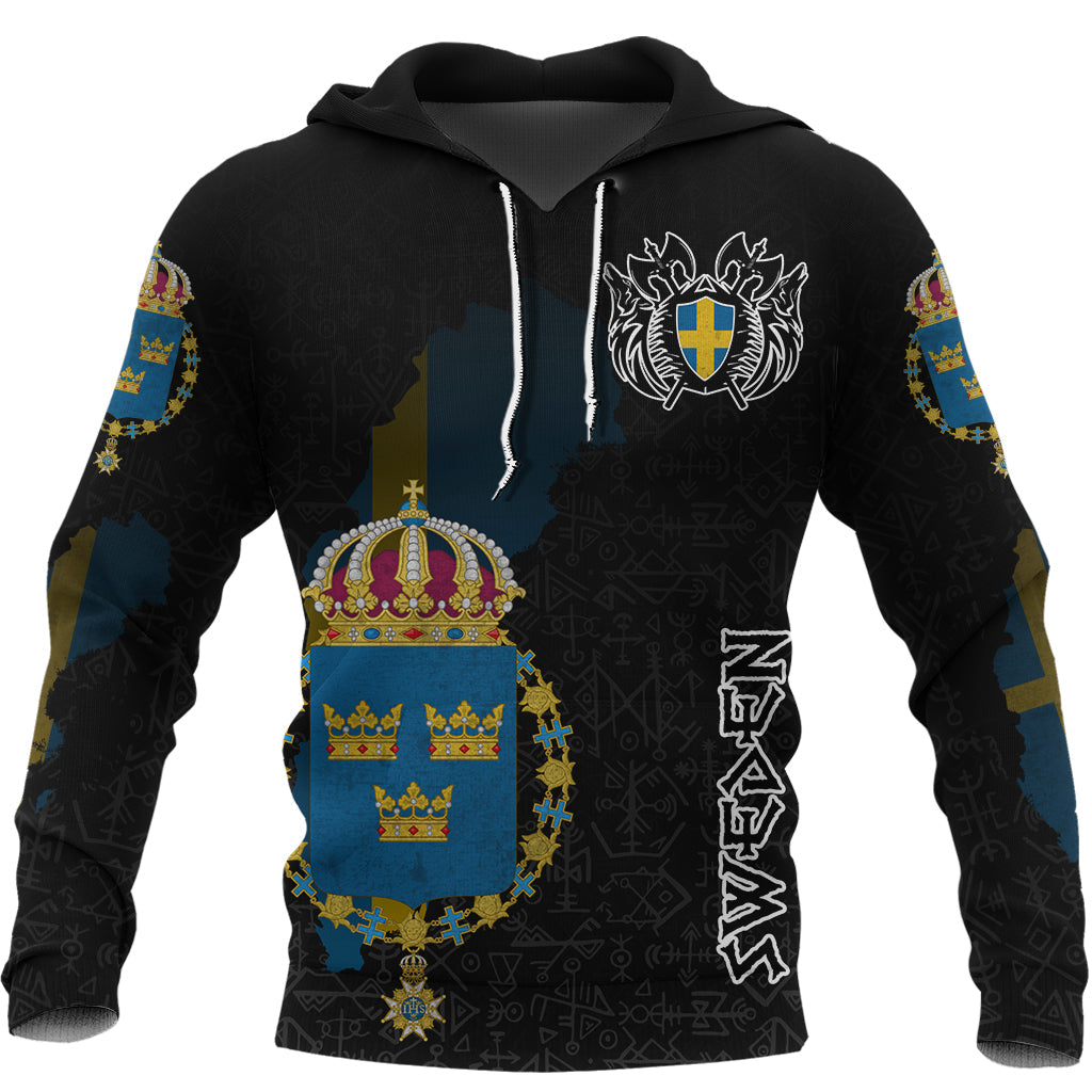 Custom Viking Sweden Flag and Map Hoodie style Viking Geri and Freki RLT12