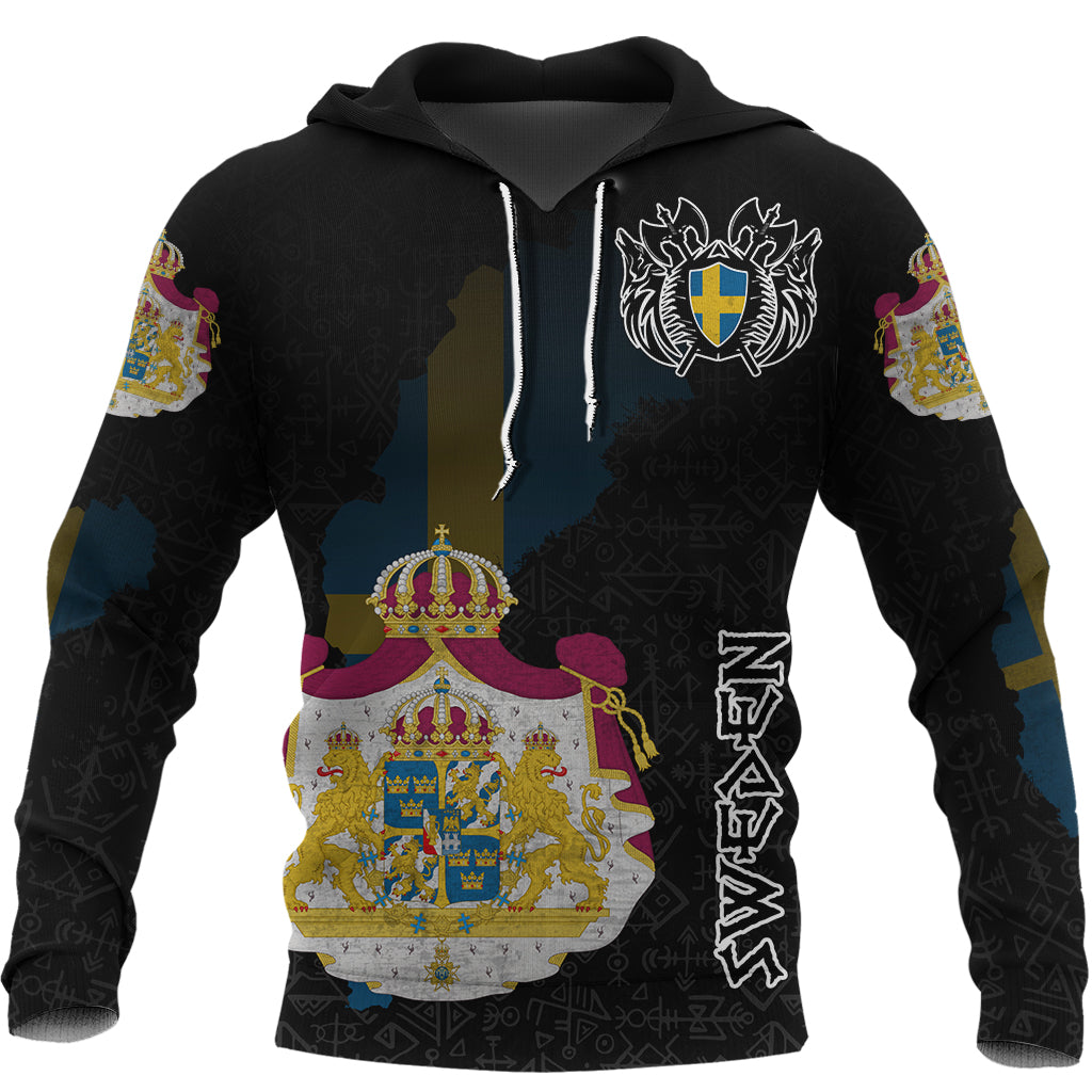 Custom Viking Sweden Flag and Map Hoodie style Viking Geri and Freki RLT12