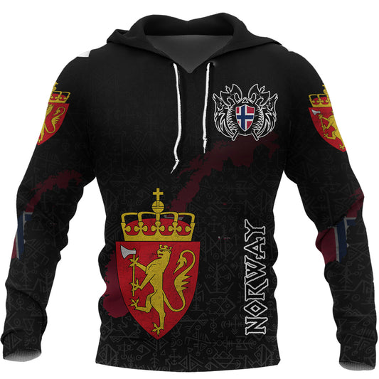 Custom Viking Norway Flag and Map Hoodie style Viking Geri and Freki RLT12