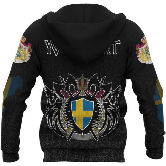 Custom Viking Sweden Flag and Map Hoodie style Viking Geri and Freki RLT12