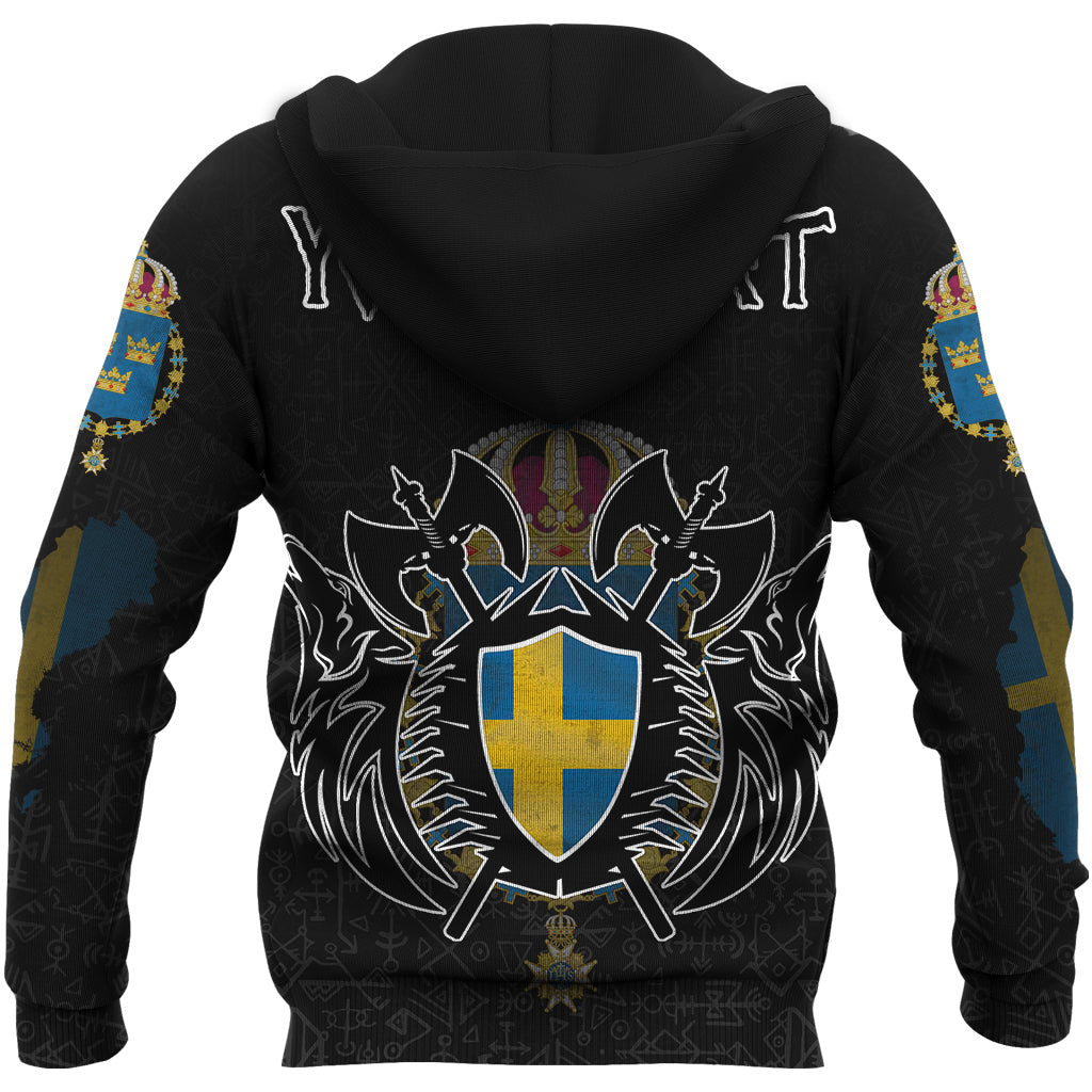 Custom Viking Sweden Flag and Map Zip Hoodie style Viking Geri and Freki RLT12