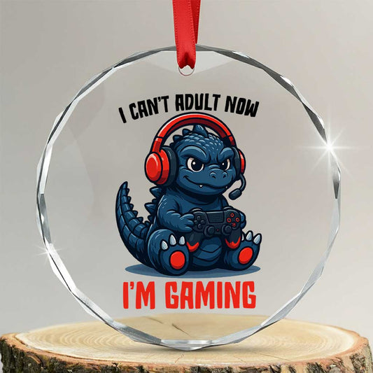 I Cant Adult Now Im Gaming Crystal Glass Ornament Funny Monster Playing Video Game TS12