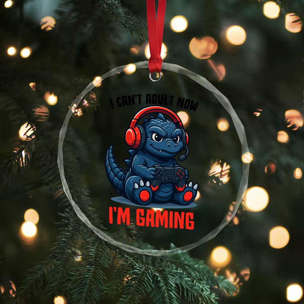 I Cant Adult Now Im Gaming Crystal Glass Ornament Funny Monster Playing Video Game TS12