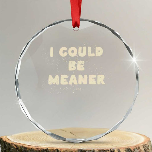 I Could Be Meaner Crystal Glass Ornament Vintage Retro Funny Apparel Meme TS10