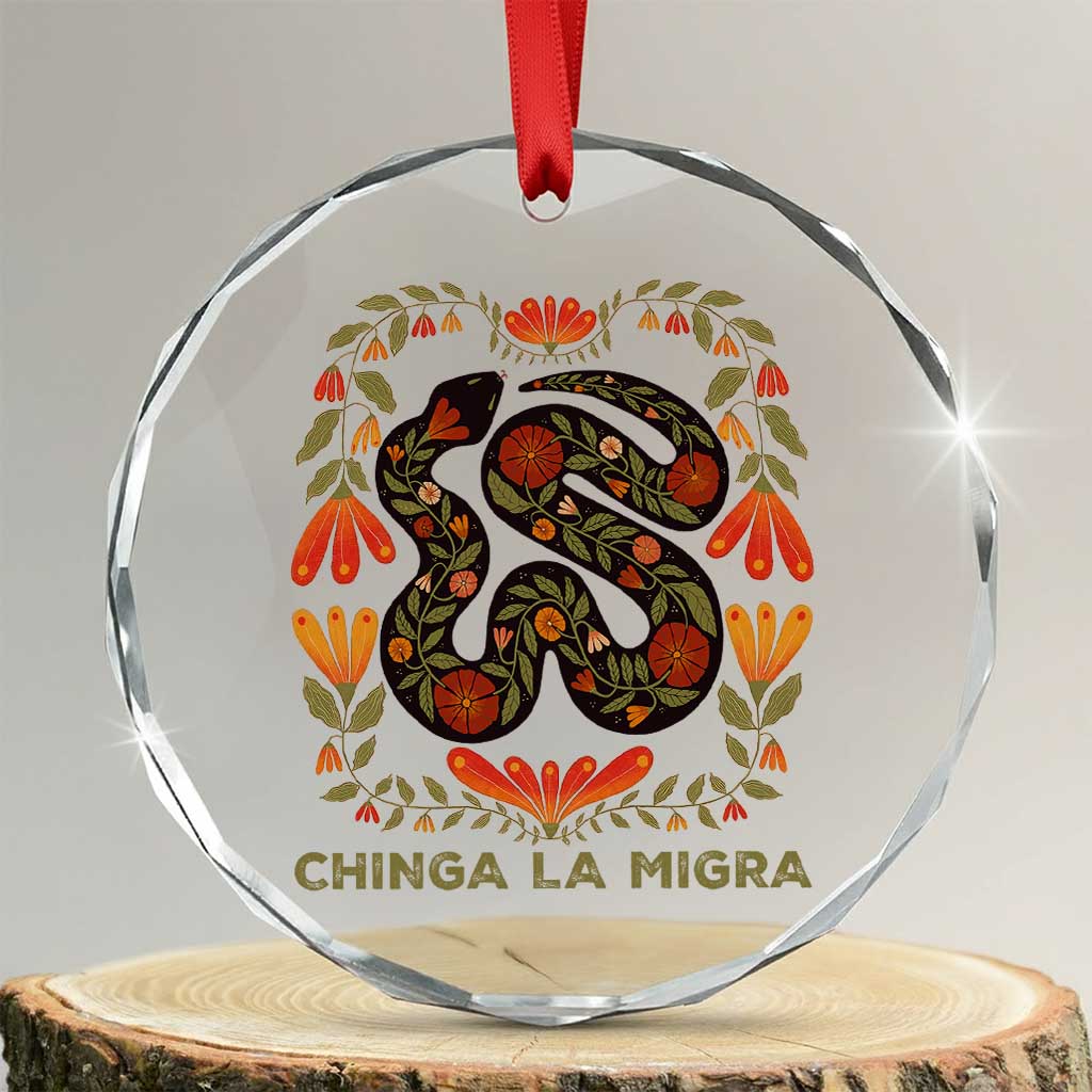Immigrant Rights Crystal Glass Ornament Chinga La Migra TS10