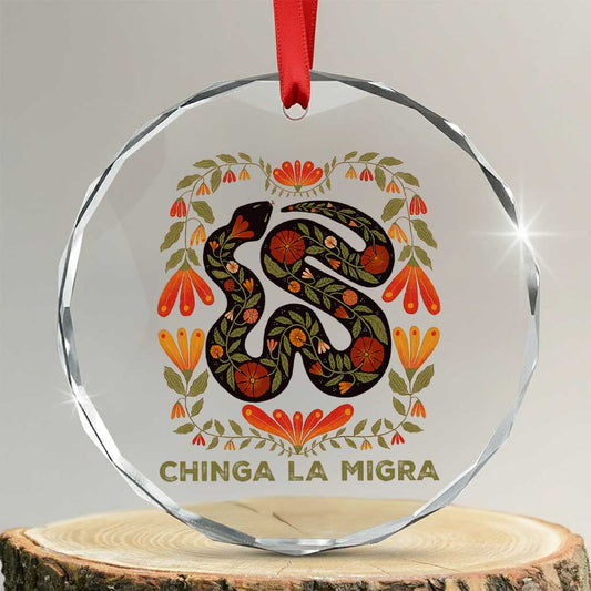 Immigrant Rights Crystal Glass Ornament Chinga La Migra TS10
