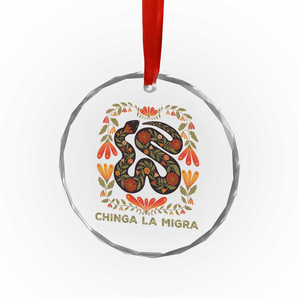Immigrant Rights Crystal Glass Ornament Chinga La Migra TS10