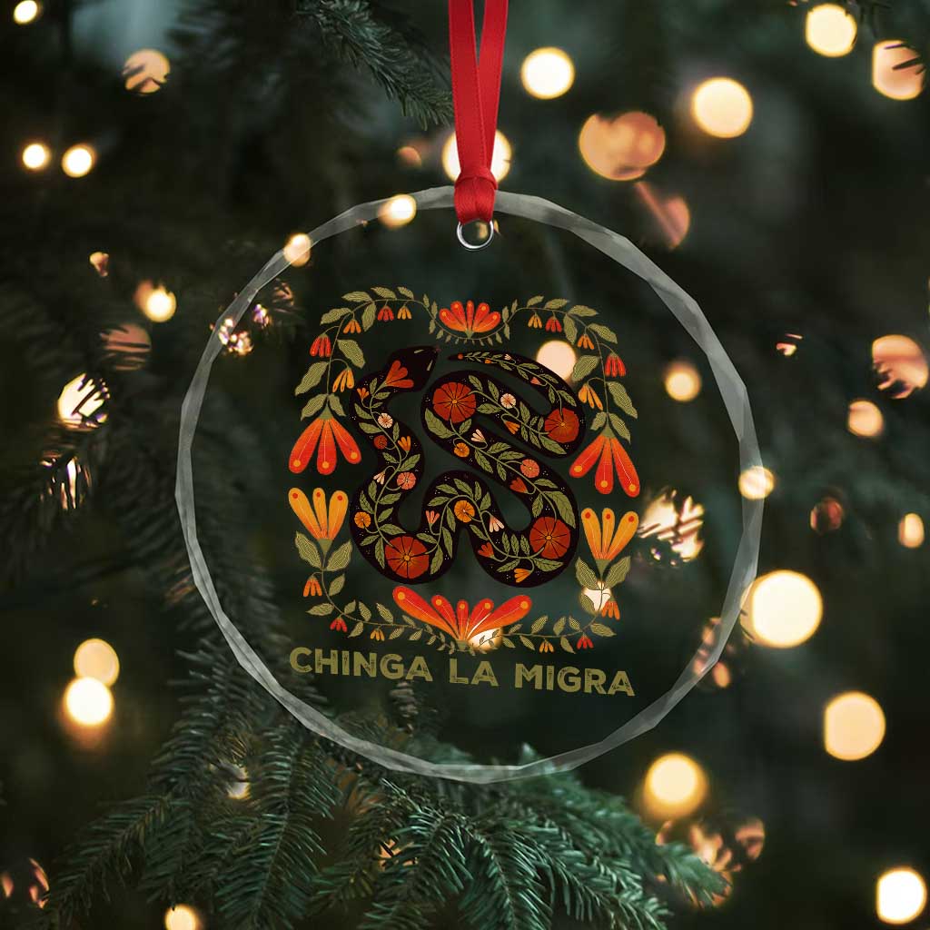 Immigrant Rights Crystal Glass Ornament Chinga La Migra TS10