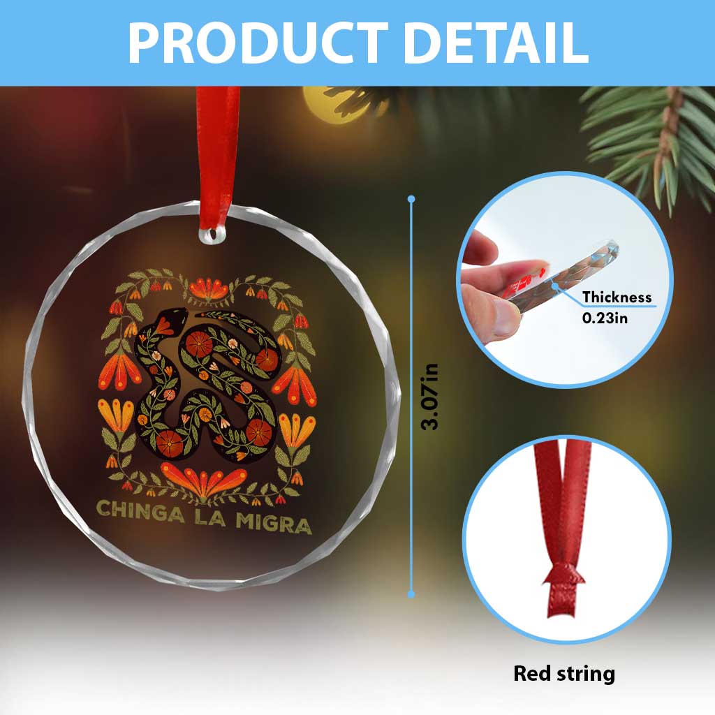 Immigrant Rights Crystal Glass Ornament Chinga La Migra TS10