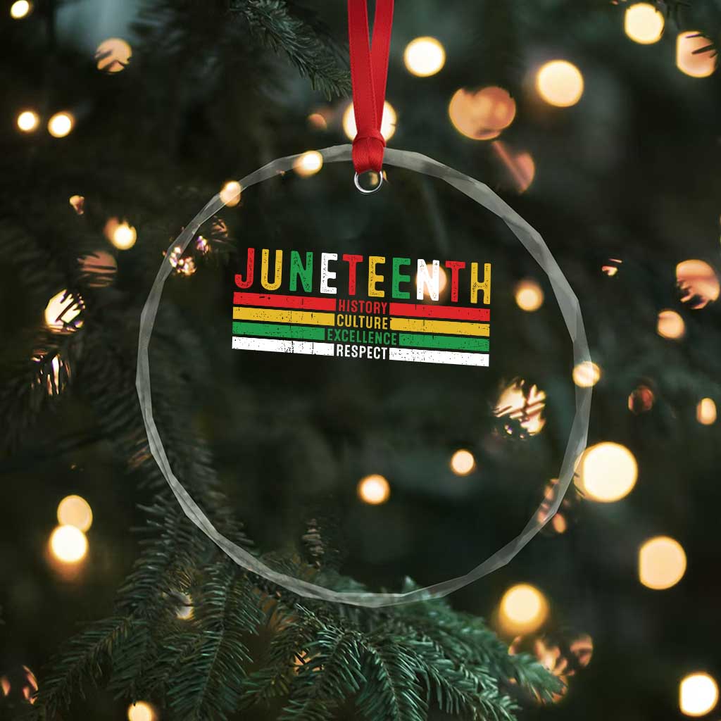 Juneteenth Crystal Glass Ornament Black History Culture Excellence Respect Retro Vintage TS10