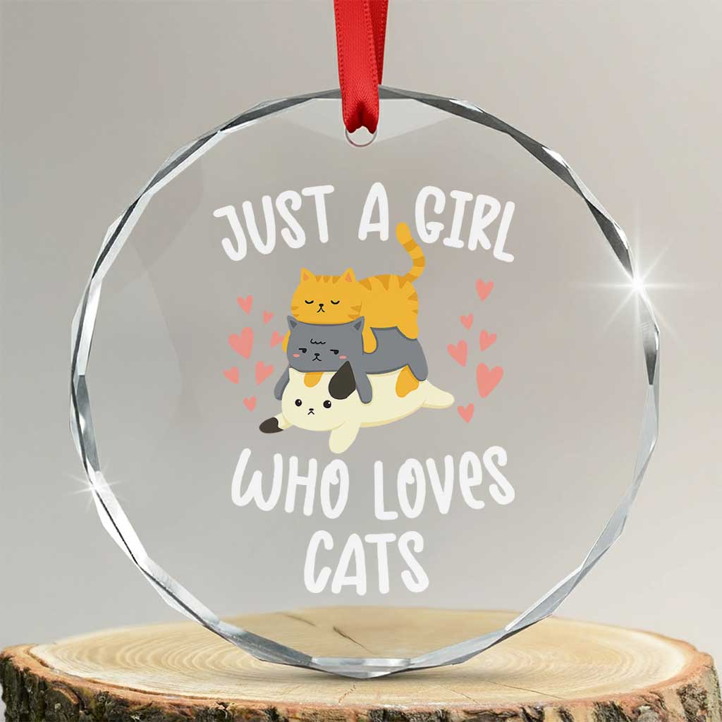 Just A Girl Who Loves Cats Crystal Glass Ornament Cute Kittens Pet Lover TS12