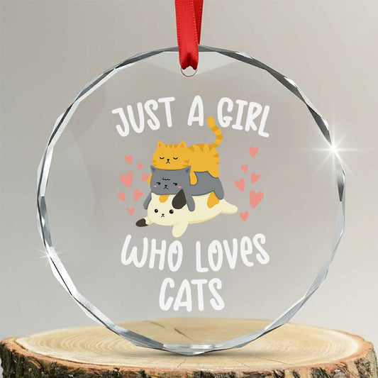 Just A Girl Who Loves Cats Crystal Glass Ornament Cute Kittens Pet Lover TS12