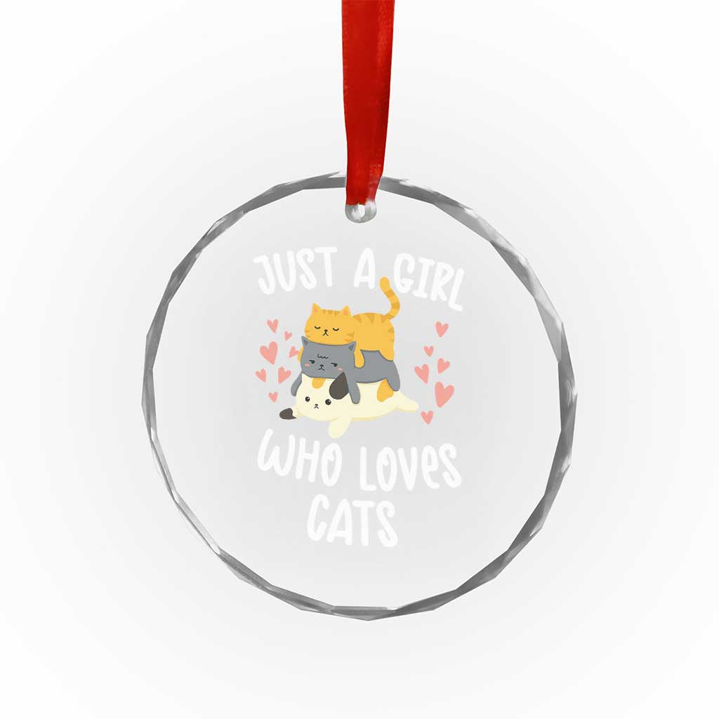Just A Girl Who Loves Cats Crystal Glass Ornament Cute Kittens Pet Lover TS12