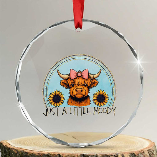 Just A Little Moody Crystal Glass Ornament Funny Sarcasm Highland Cattle TS12
