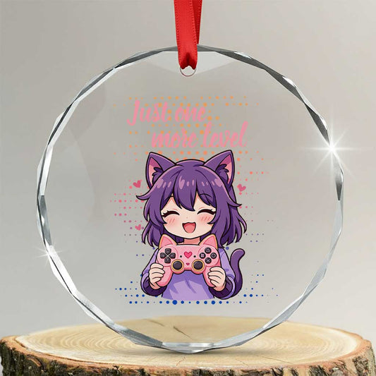 Just One More Game Crystal Glass Ornament Cute Girl Playing Game Humor Gift TS12