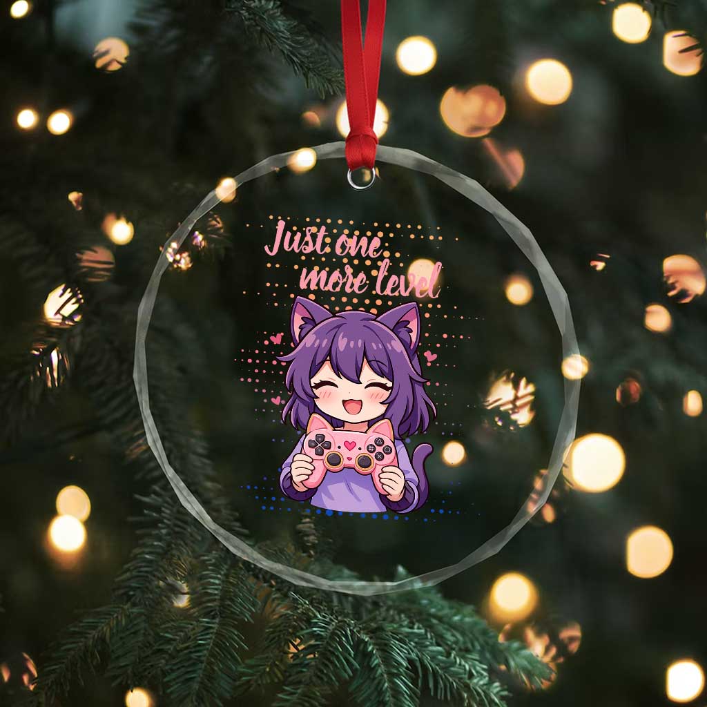 Just One More Game Crystal Glass Ornament Cute Girl Playing Game Humor Gift TS12