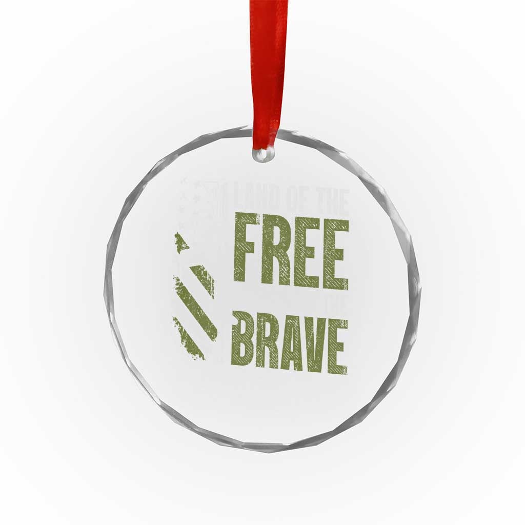 Land of the Free Because of the Brave Crystal Glass Ornament Gun American Flag TS10