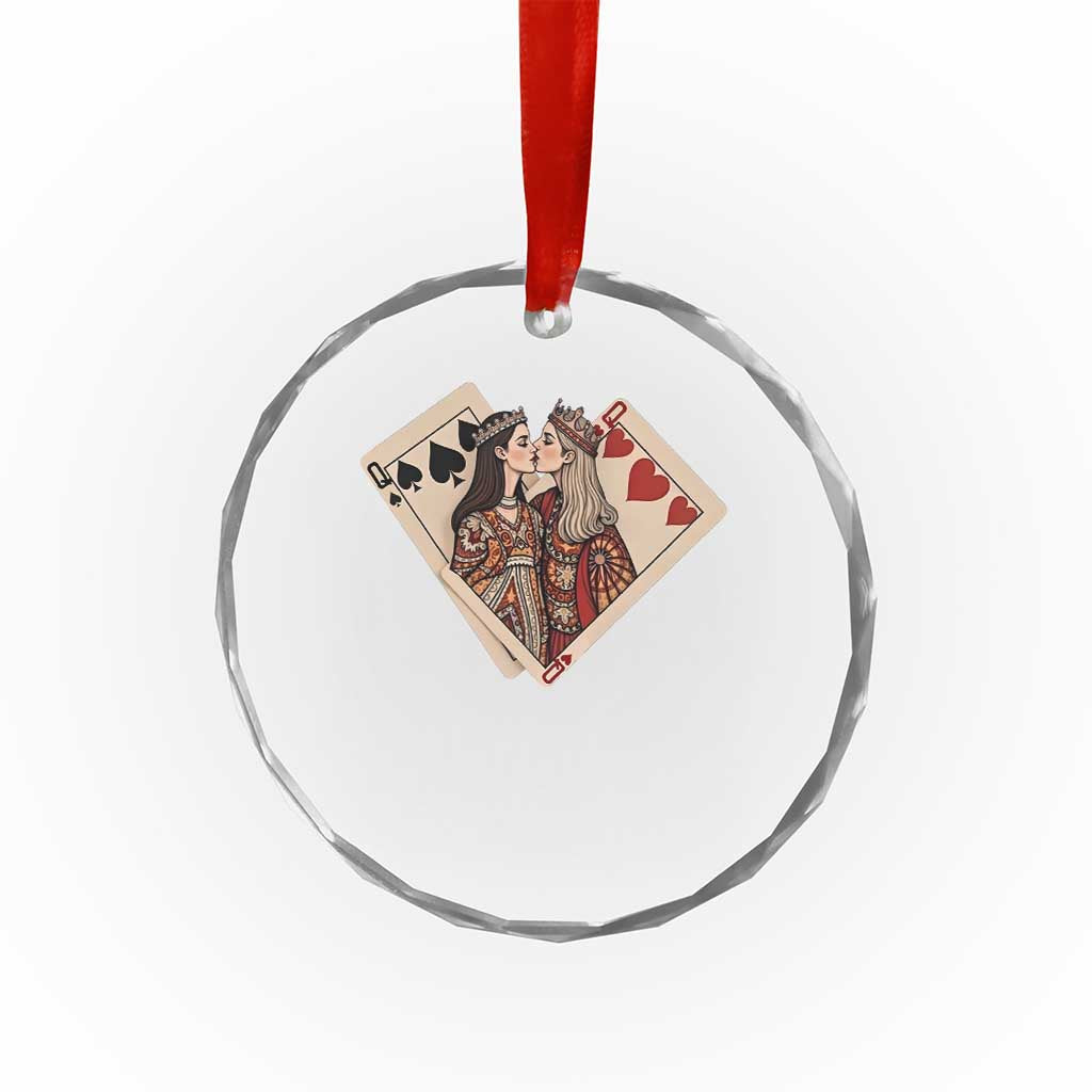 Lesbian Pride Crystal Glass Ornament Vintage Kissing Cards Sapphic Art TS10