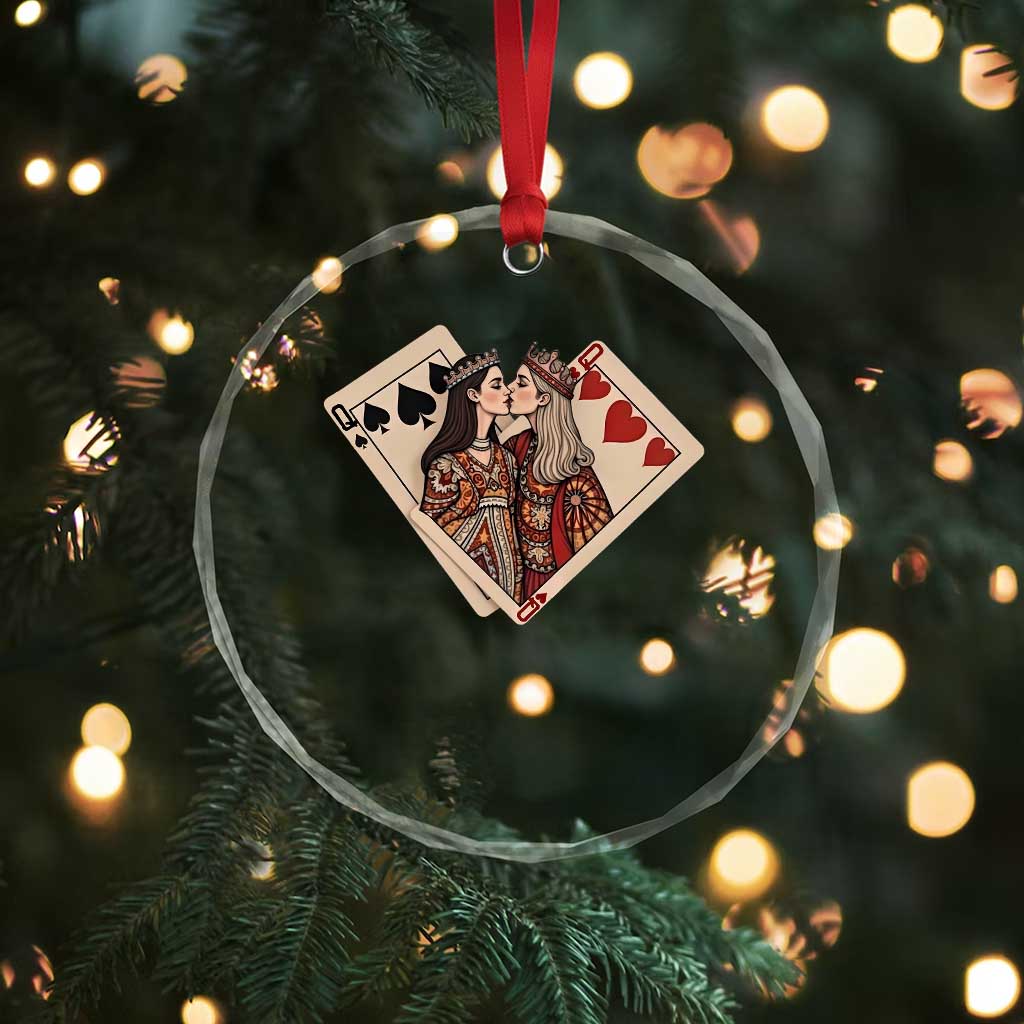 Lesbian Pride Crystal Glass Ornament Vintage Kissing Cards Sapphic Art TS10