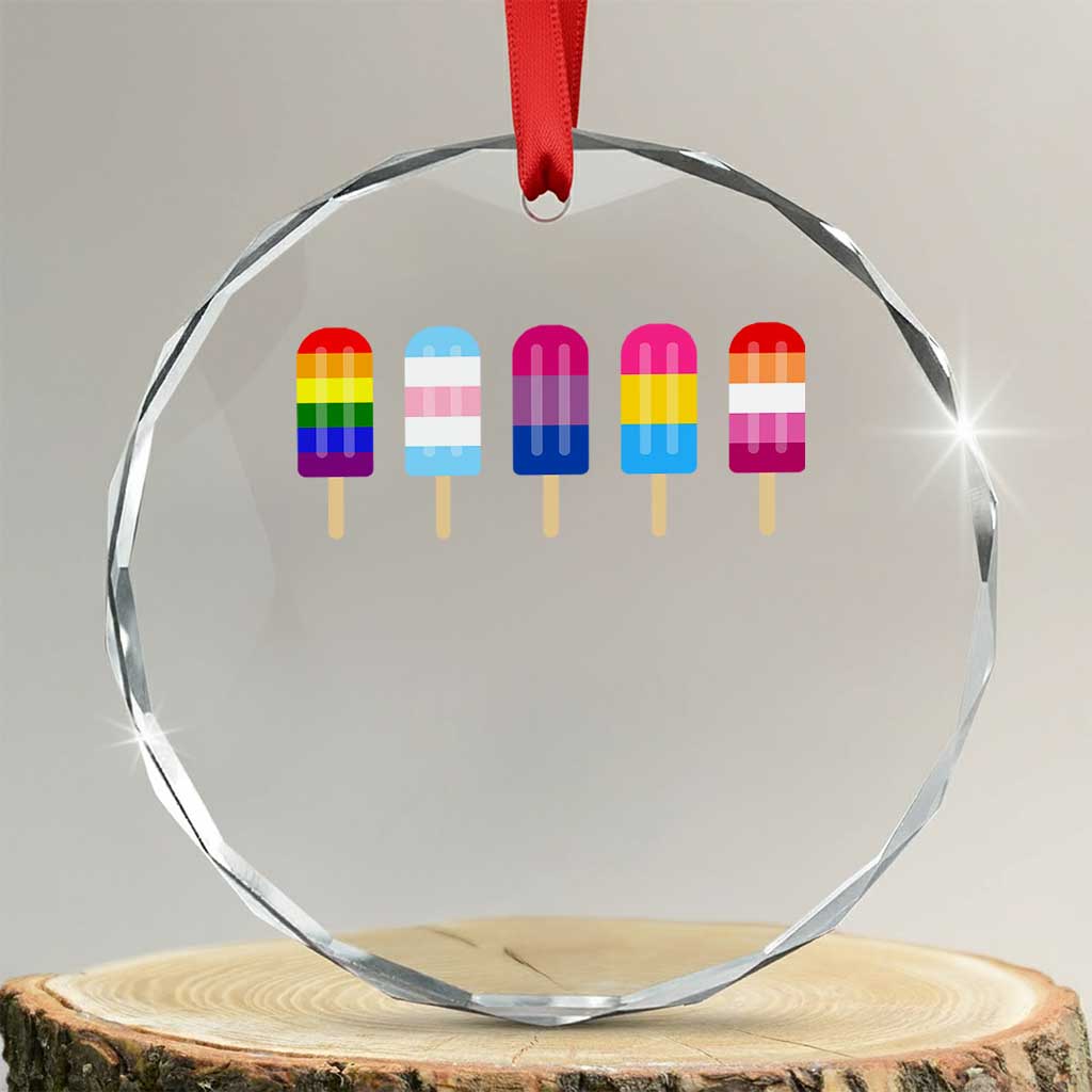 LGBT Rainbow Popsicles Crystal Glass Ornament Summer Ice Cream LGBTQ Pride Ally TS10