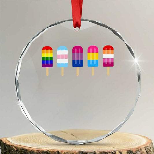 LGBT Rainbow Popsicles Crystal Glass Ornament Summer Ice Cream LGBTQ Pride Ally TS10