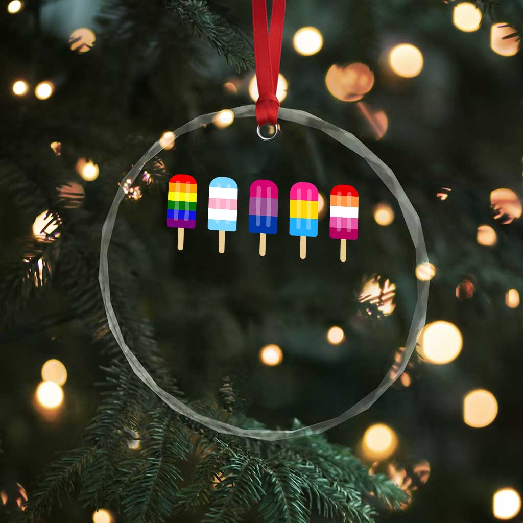 LGBT Rainbow Popsicles Crystal Glass Ornament Summer Ice Cream LGBTQ Pride Ally TS10