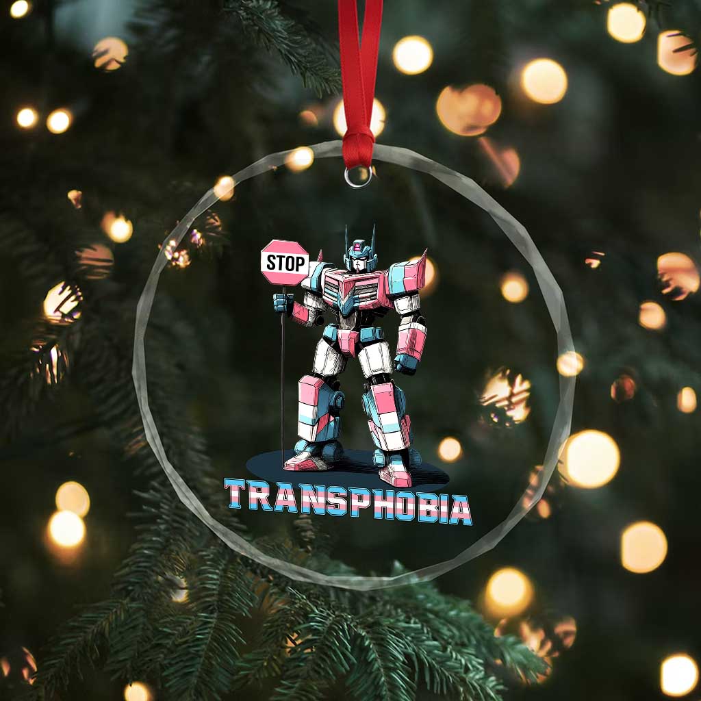 LGBTQ Trans Crystal Glass Ornament Stop Transphobia Trans Rights Social Justice TS10