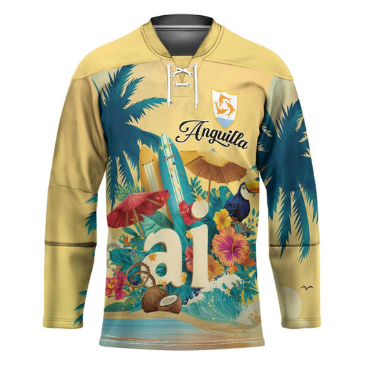 Anguilla AI Tropical Flowers Hockey Jersey LT01